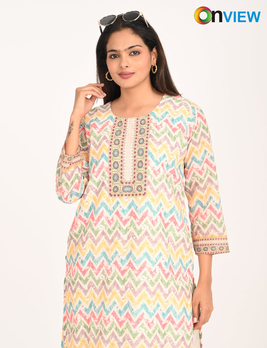 ONVIEW | 1130 | COTTON CHIKANKARI WORK WITH DIGITAL PRINT