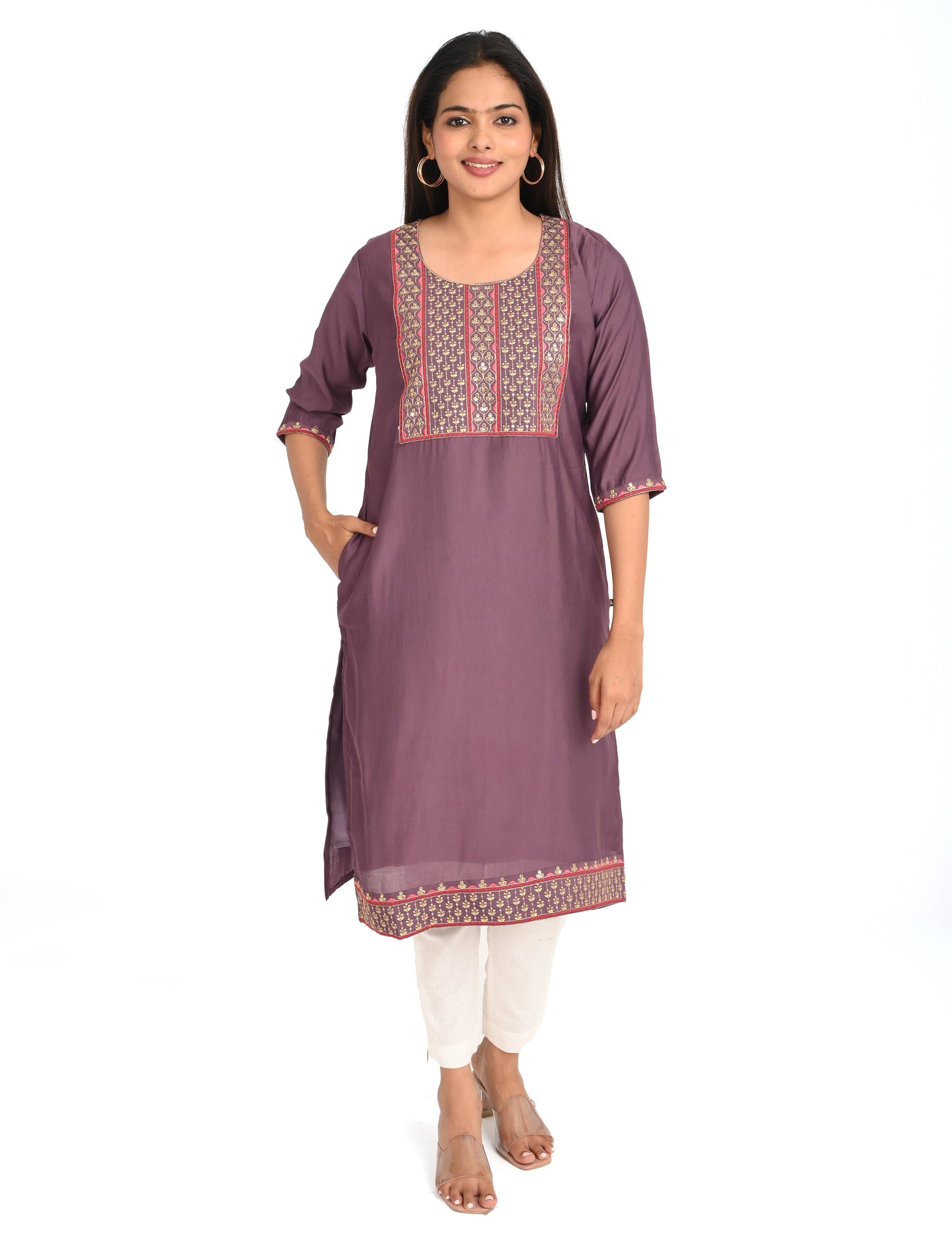 ONVIEW | 1431 | BOUTIQUE WORK SIDE OPEN KURTIS - (PURPLE)
