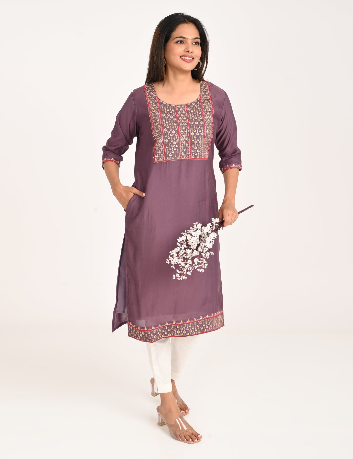 ONVIEW | 1431 | BOUTIQUE WORK SIDE OPEN KURTIS - (PURPLE)