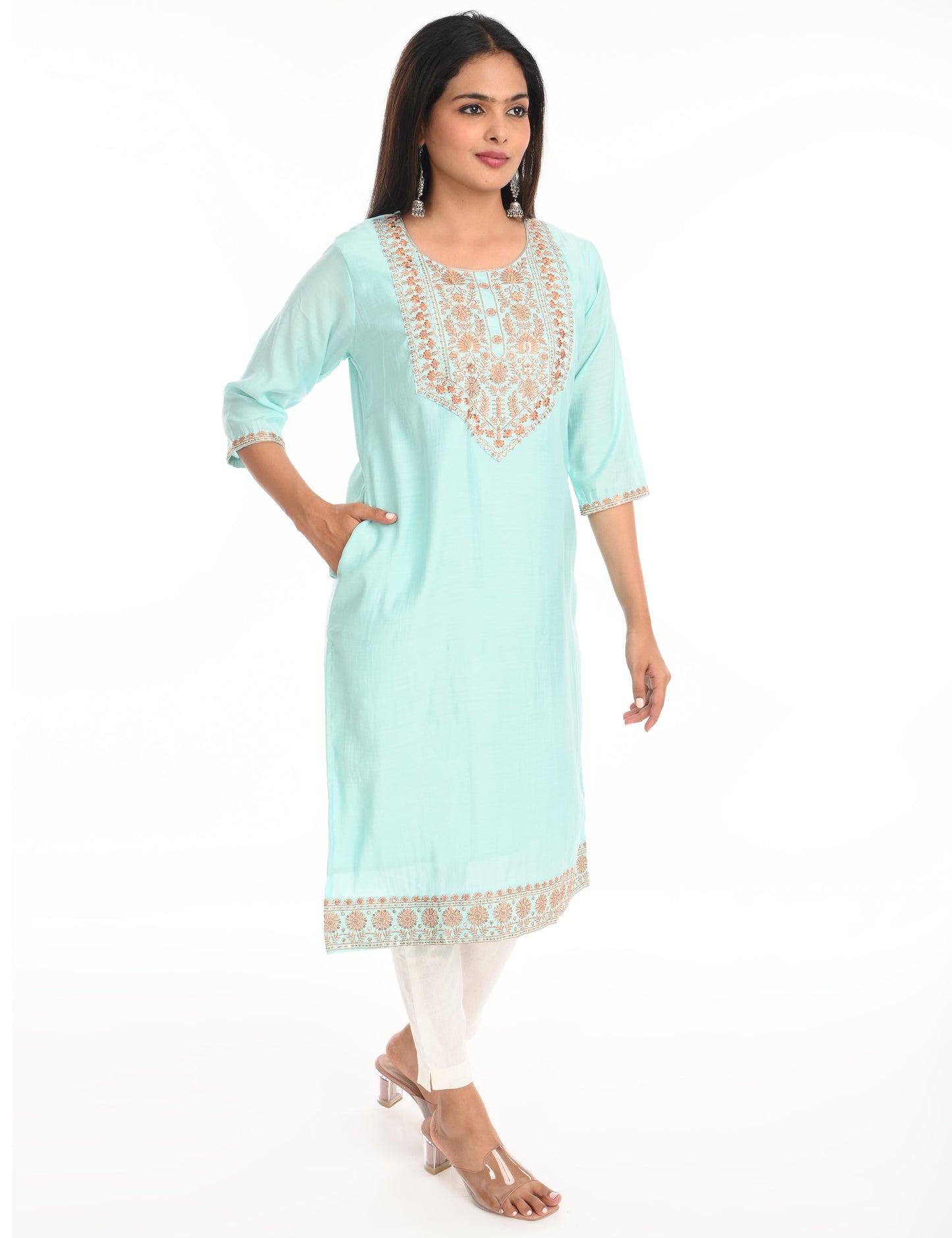 ONVIEW | 1432 | BOUTIQUE WORK SIDE OPEN KURTIS - (SKY BLUE)