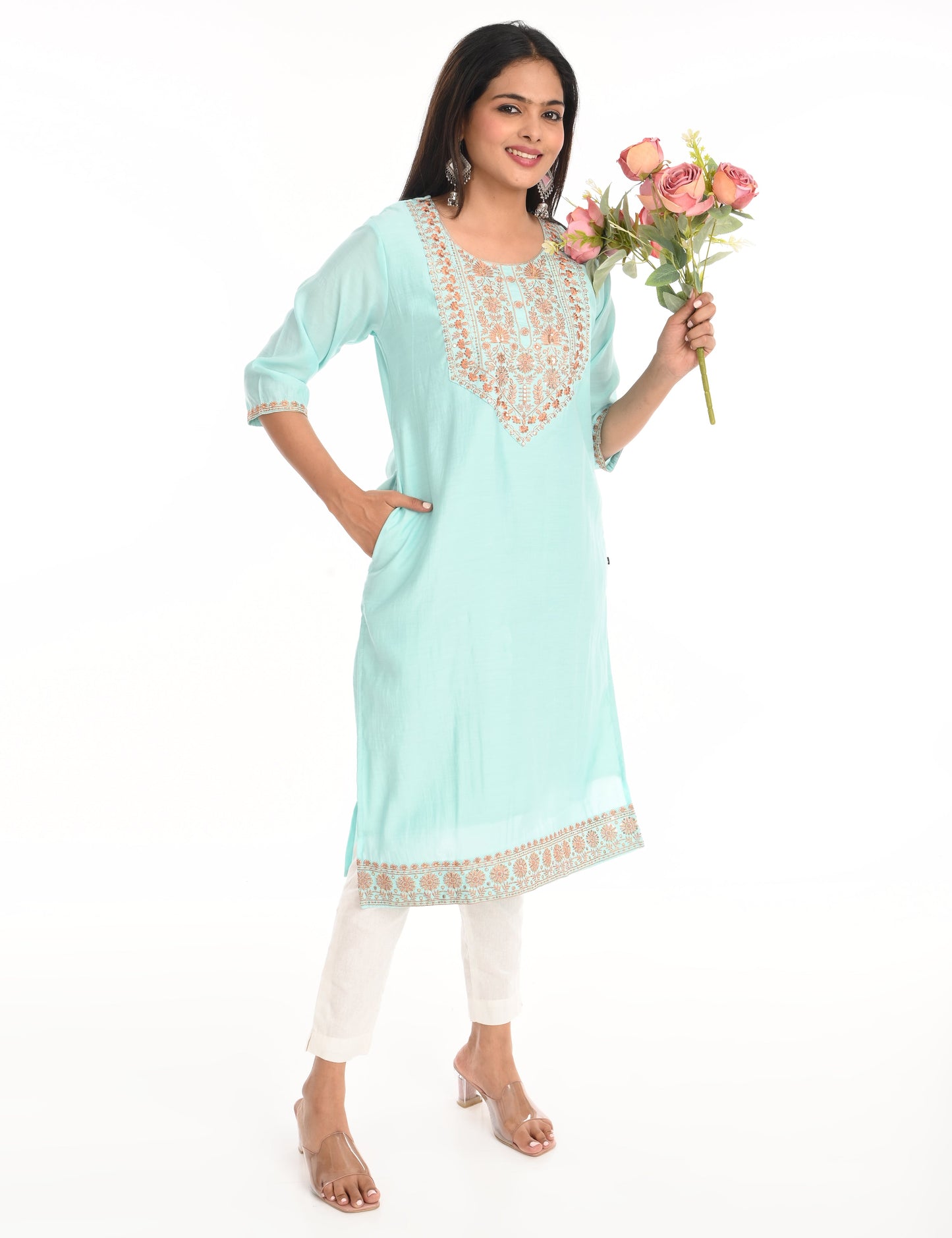 ONVIEW | 1432 | BOUTIQUE WORK SIDE OPEN KURTIS - (SKY BLUE)