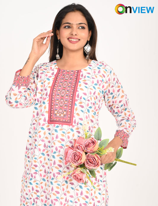 ONVIEW | 525 | COTTON CHIKANKARI WORK WITH DIGITAL PRINT