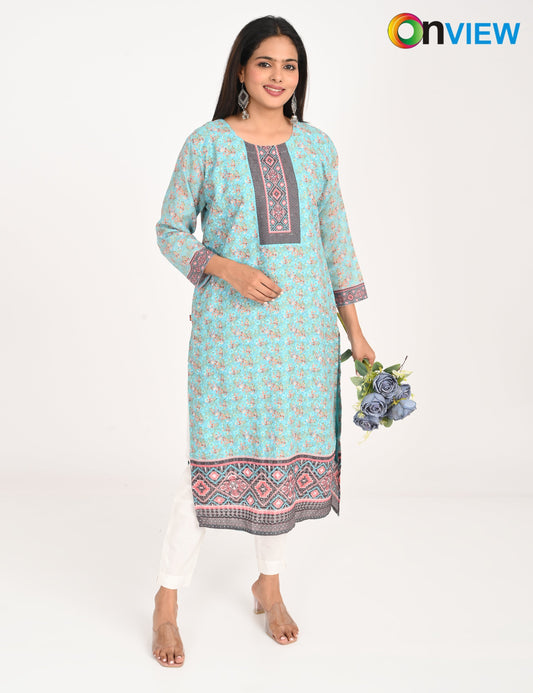 ONVIEW | 547 | COTTON CHIKANKARI WORK WITH DIGITAL PRINT