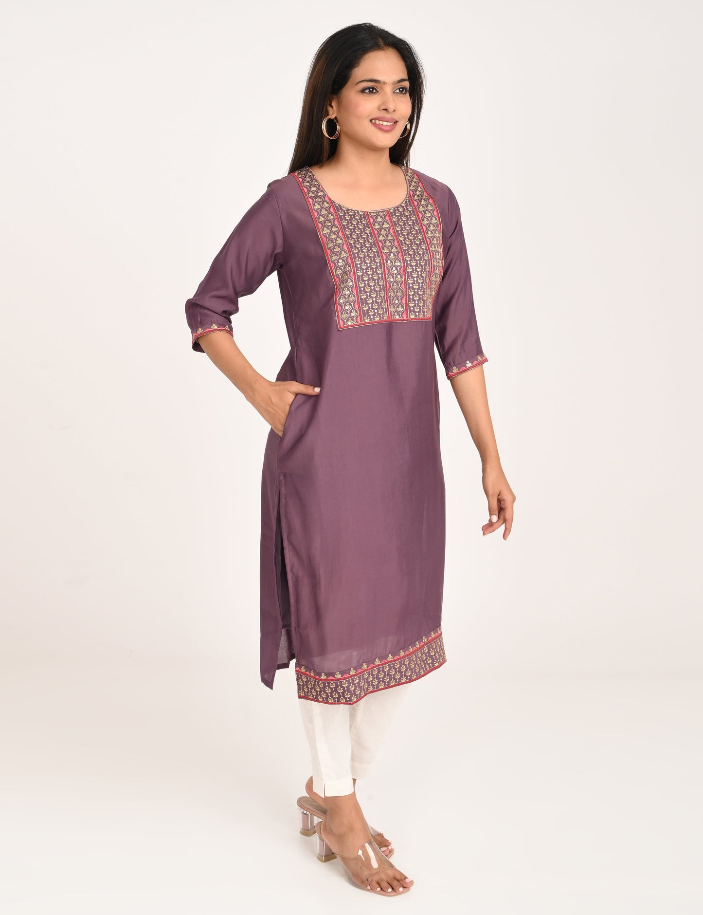 ONVIEW | 1431 | BOUTIQUE WORK SIDE OPEN KURTIS - (PURPLE)