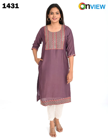 ONVIEW | 1431 | BOUTIQUE WORK SIDE OPEN KURTIS - (PURPLE)