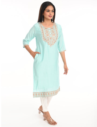ONVIEW | 1432 | BOUTIQUE WORK SIDE OPEN KURTIS - (SKY BLUE)