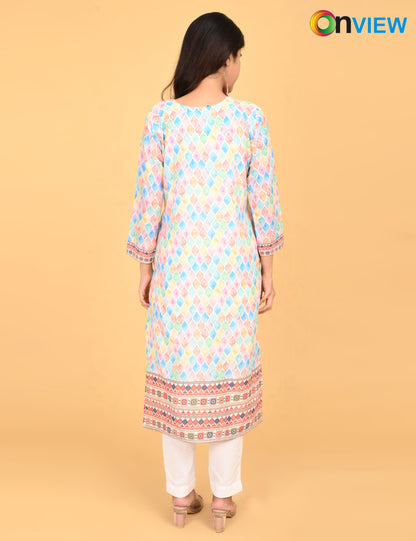 ONVIEW | 526 | COTTON CHIKANKARI WORK WITH DIGITAL PRINT.